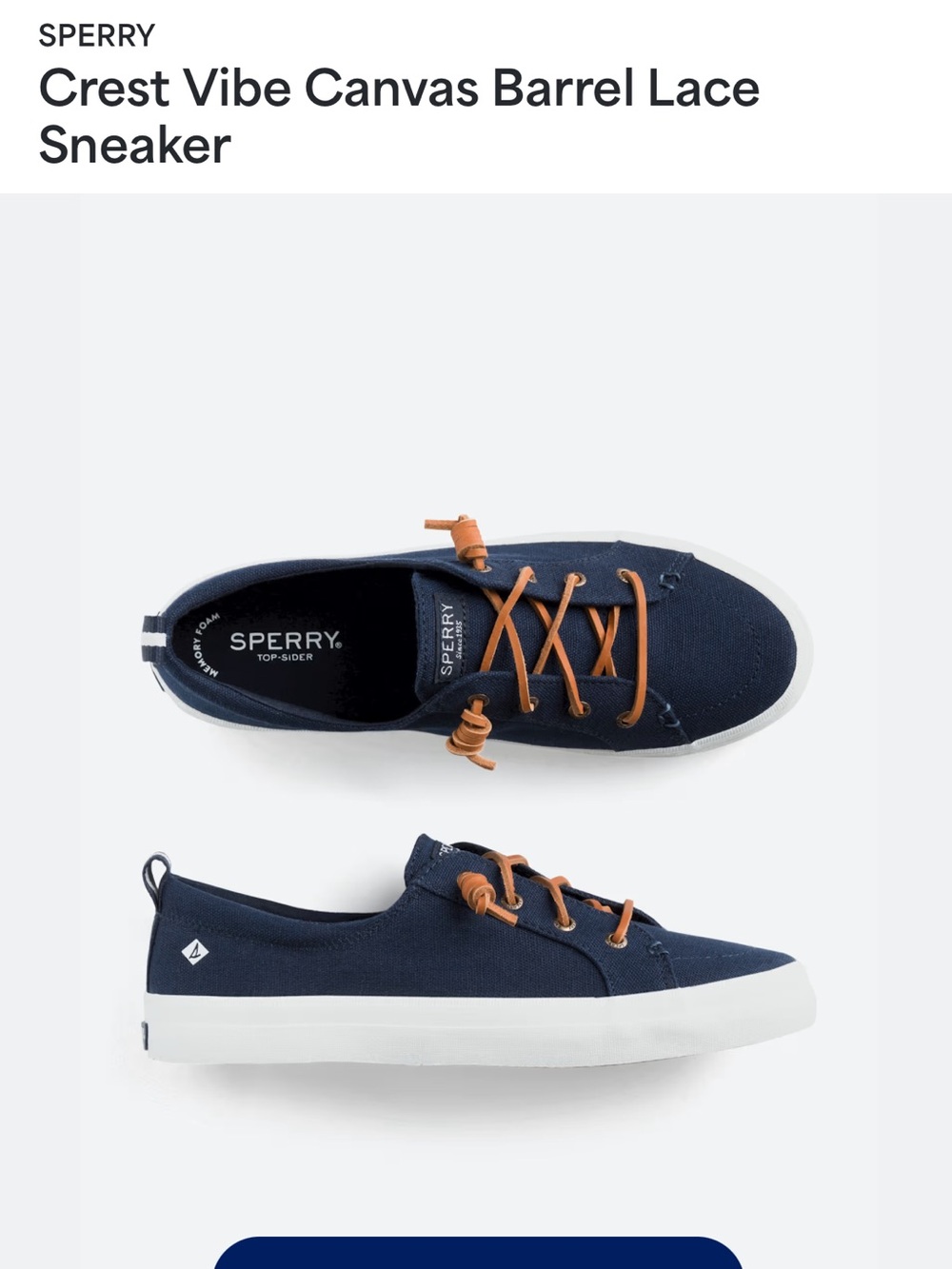 Sperry Navy Canvas Sneakers with Tan Laces